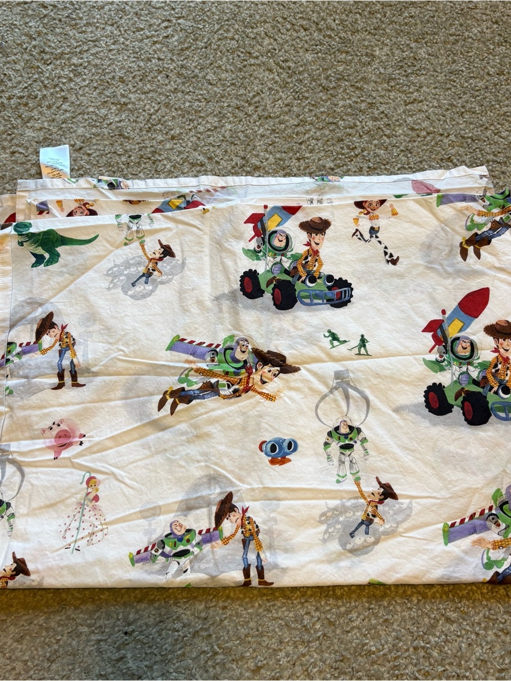 Pottery Barn Kids 100% Organic Cotton Twin Flat Sheet Toy Story Disney Woody